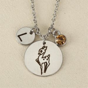 Mignon Deerlet Lettre L Strass Pendentif Collier Habillement Accessoire (Couleur Acier) - Neuf