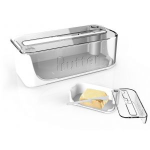 Beurrier Rotatif Avec Couteau Et Couvercle Herm&eacute;tique - Blanc - Neuf