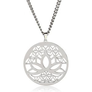 Kal-Collier De Yoga Fleur De Lotus En Acier Inoxydable Collier Fleur De Vie Bijoux D'inspiration Pour Femmes Hommes - Neuf