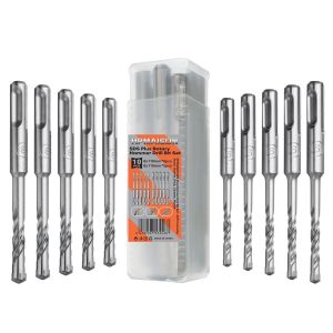 Lot de 9 forets SDS-Plus pour perceuse à percussion électrique pour percer la pierre, le béton, les murs de brique, les carreaux de céramique (5, 6, 6, 8, 8, 10, 12, 14, 16 x 160 mm) - Neuf
