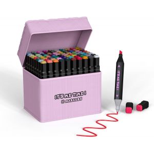 Mevronisshop-Feutre Marqueurs &Agrave; Alcool 80 Pcs, Marqueurs &Agrave; Double Pointe, Coloriage Et Illustrations, S&eacute;chage Rapide, Avec Pochette De Transport - Neuf