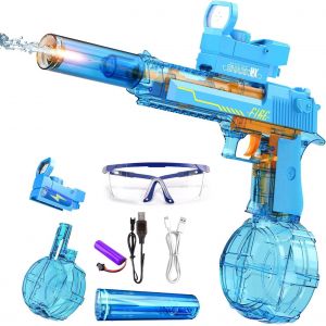 Pistolet À Eau Électrique De Grande Capacité - Pistolet À Eau Avec Sac À Dos - Buse Rotative Et Feu De Bouche - Jouet Pour Piscine, Fête, Plage En Plein Air (Sandhawk-Bleu) - Neuf