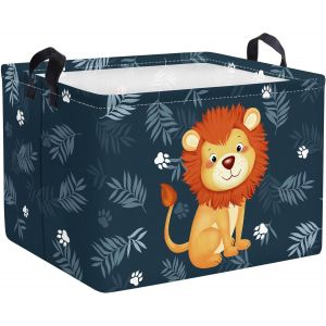 MDY-Paniers Rangement Mignon Sourire Lion pour Enfants Rectangulaire Boîtes de Rangement Jouets Vêtements pour Chambre d'enfant, 40x30x30 cm - Neuf