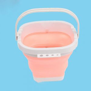 Seau pliable avec compartiment, seau de lavage portable pour stylos, peinture artistique, seau de lavage pour stylos en silicone pigmenté, seau pliable portable avec poignée, couleur orange - Neuf
