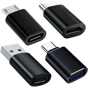 TLP-Adaptateur USB C (Lot de 4), Adaptateur USB C vers USB 3.0, Adaptateur Micro-USB vers USB-C, Adaptateur USB vers USB-C Compatible avec Huawei Samsung Galaxy S22 S21 S20 Pixel Xiaomi MacBook Pro - Neuf