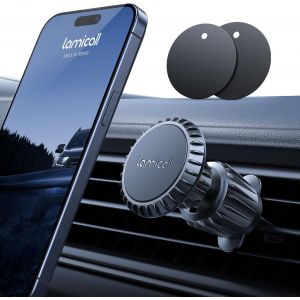 JGD-Support T&eacute;l&eacute;phone Voiture, Aimant Porte T&eacute;l&eacute;phone Voiture - Clip &agrave; Crochet Am&eacute;lior&eacute; [6 Super Aimants] Support &agrave; Grille d'A&eacute;ration avec Rotation 360&deg; pour iPhone 17 16 15, Huawei, Smartphones - Neuf