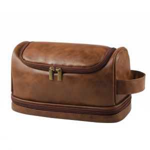 Trousse de toilette de voyage suspendue avec fermeture &eacute;clair et compartiments pour maquillage et articles de toilette - Neuf