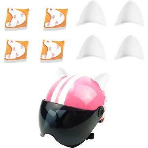 Kalanka-4 Pièces Oreilles Décoratives Pour Casque De Moto, Casque De Moto Avec Oreilles De Chat Mignons, Ornement Décoration D'oreilles Chat Casque Pour Vélo, Ski, Moto, Accessoires Motos(Blanc) - Neuf