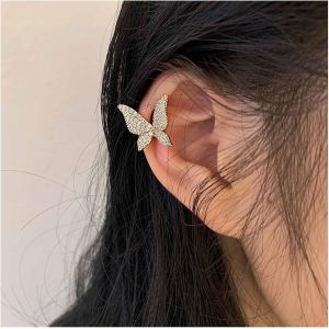 Kal-Papillon Oreille Manchette Boucles D'oreilles Cristal Papillon Manchette Wrap Boucle D'oreille Or Papillon Oreille Chenille Boucles D'oreilles Vintage Droit Pas Piercing Boucles D'oreilles - Neuf