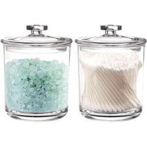 Lot de 2 Boite Coton Tige 450ML, Distributeur Coton, Boite de Rangement Plastique pour Salle de Bain - Neuf
