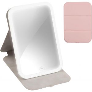 Kal-Miroir Maquillage Lumineux À Rotation 360°,Miroir Coiffeuse Led Réglable Miroir Pour Coiffeuse 3 Couleurs Miroir Avec Lumiere De Maquillage Cosmétiques Pour Bureau/Voyage/Coiffeuse (Rose) - Neuf