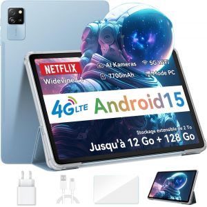 CHECARZHN--NO1-Android 15 Tablette Tab60Pro, 10 Pouces 4G Lte 12Go Ram 128Go Rom/2To Tf, Octa-Core T606 Tablette De Jeu, Corps Ultra-Mince 7,45 Mm, 5G Wifi/Widevine L1/5Mp + 8Mp/7700Mah/Gps/Face Id/Bt 5.0 - Neuf