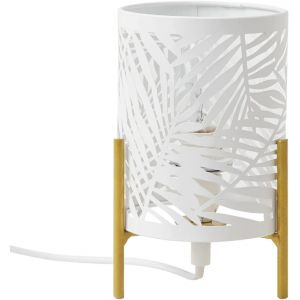 Eryi-Lampe De Table Décorative, Trépied Doré Avec Abat-Jour En Métal Blanc, Veilleuse Pour Le Lit, La Chambre D'enfant, Le Salon, Le Dortoir, Le Bureau, E14 40w, Sans Ampoule - Neuf