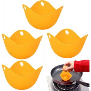 Kalanka-Lot De 4 Pocheuses À ?Ufs En Silicone, Moules À ?Ufs Pochés Au Micro-Ondes, Pocheuses Portables, Moule À Démouler Facile À Démouler, Tamis À Jaune D'?Uf, Pour Cuiseur Vapeur À Induction De Cu - Neuf