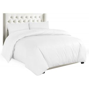 Sjzg-Parure De Lit Avec Housse De Couette Et Taies D'oreiller En Percale Infroissable Uni, Blanc, Super King - Neuf