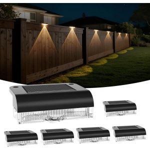 Lot De 6 Appliques Murales Solaires D'ext&eacute;rieur &Agrave; Led Pour Ext&eacute;rieur, Cl&ocirc;tures Solaires Pour Ext&eacute;rieur, Applique Murale Solaire Pour Escaliers, Marches, Cl&ocirc;tures, Balustrades, Cour, Terrasse, Lampes - Neuf