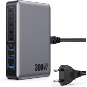 MEVRONISSHOP-300W Chargeur USB C avec 8 Ports GaN &iquest; Tech, 100W Chargeur Rapide PD QC PPS Prise USB C Multiple Station de Charge Compatible avec MacBook Pro/Air Laptop, iPhone, iPad Pro, Galaxy, Steam - Neuf