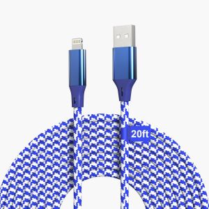 lbgwp60-Cable Iphone Chargeur Iphone 6M [Certifié Mfi], Long Fil Lightning Nylon Tressé Ultra Résistant Résistant, Rapide Cable Lightning Usb Pour Iphone 14 Pro 13 12 11 Xr Xs X 8 7 6S Plus Se, Ipad - Neuf