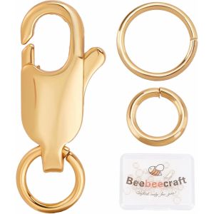 18 Pi&egrave;ces 18k Plaqu&eacute; Or Bijoux Fermoir Homard 0.45x0.23 Pouces Fermoirs Pince De Homard Avec Anneau De Saut Ouvert Pour Bracelets Collier - Neuf