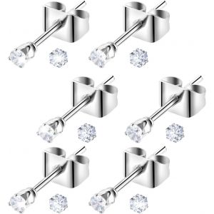 6 Paires Boucles D'oreilles Papillon Argent 2 Mm Petites Boucles D'oreilles À Tige Bijoux Filles Boucles D'oreilles Diamant Cristal Zircone Boucles Oreilles Cartilage Pour Hommes Femmes - Neuf