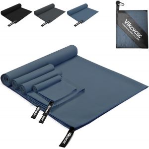 Kalanka-Serviette Microfibre Lot De 4 Serviette De Sport Homme Et Femme &Agrave; S&eacute;chage Rapide,Serviette De Plage Serviette Piscine Pour Musculation,Bain,Voyage(Bleu Marine,180x80cm+2pcs 80x40cm+40x30cm) - Neuf