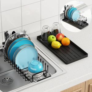 Eryi-Petit Egouttoir Vaisselle, Egouttoir A Vaisselle Cuisine Extensible, Seche Vaisselle Sur Evier Avec Porte-Couverts, Égouttoir Compact En Acier Inox, Support De Séchage Pour Évier De Cuisine 14 - Neuf