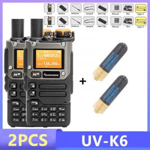 Quansheng UV-K6 talkie-walkie 5W bande d'air Radio Tyep C Charge UHF VHF DTMF FM brouilleur NOAA fréquence sans fil Radio CB bidirectionnelle - Type 2PCS-805 Antenna #B - Neuf