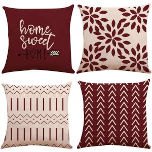 Eryi-Lot De 4 Housse Coussin Décoratif Canapé Taie D'oreiller Decoration Canapé Housses De Coussin En Lin D'extérieur Housse De Coussin Décoration Pour Chambre, Canapé, Chaise, Lit,Jardin 50x50cm - Neuf