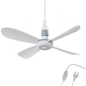 Ventilateur de plafond mobile blanc (câble XXL de 5 m) avec prise et interrupteur,220 V-240 V/5 W,diamètre 40 cm ventilateur de plafond avec suspension - Neuf
