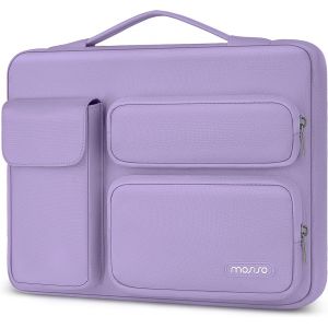 Housse Ordinateur 13-13,3 Pouces Compatible Avec Macbook Air/Pro 13 / Pro 14, Hp Dell Asus Lenovo,Pochette Pc Ouvert Latérale Avec 2 Surélevées&1 Poche À Rabat,Violet - Neuf