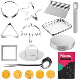 Subzonal-Emporte Pi&egrave;ces Pour Biscuits Dalgona Cor&eacute;ens, 15 Pi&egrave;ces Stainless Steel Cookie Cutters Biscuit Molds, Umbrella Carr&eacute; Triangle Star Round Baking Molds, Emporte Piece Squid Game - Neuf