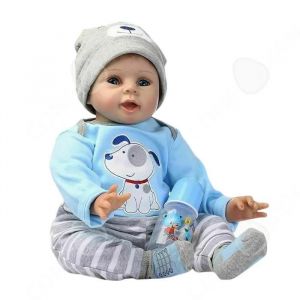 C Poup&eacute;e Reborn Corps en coton, silicone souple Gar&ccedil;on de 55 cm, yeux ouverts et t&eacute;tine B&eacute;b&eacute; reborn fille avec v&ecirc;tements changeants - Neuf