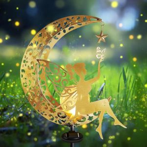 Lumi&egrave;re Solaire Mond Jardin Ext&eacute;rieur, Lanterne Solaire M&eacute;tal Led Sph&egrave;re En Verre, Elfe &Eacute;tanche Avec Pic Terrain - Neuf