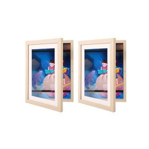 Ensemble de 2 cadres pour dessins et ?uvres d'art d'enfants, ouverture frontale, fixation murale. - Neuf