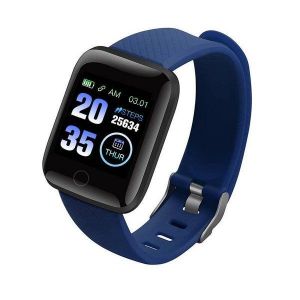 Montre Connect&eacute;e Avec Moniteur De Fr&eacute;quence Cardiaque Et De Pression Art&eacute;rielle, Chargement Usb - Bleu - Neuf