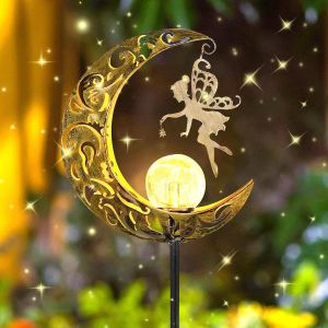 Lampe Solaire Exterieur Jardin,Jardin Exterieur Lumi&egrave;re En Forme De Lune,Led Boule De Verre Lumi&egrave;re,Decoration Forme Lunelampe,Pour Cour - Neuf