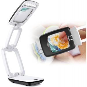 Kalanka-3x Loupe Avec Lumi&egrave;re Et Support, 9 Led Lampe De Bureau Avec 2 Niveaux Luminosit&eacute;, Lampe De Bureau Loupe Mains Libres Pour L'artisanat, Diamond, Painting Accessoires, Les Loisirs, Bijoutier - Neuf