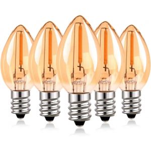 Ampoule C7 E12 220v Led 0.5w Petite Ampoule De Rechange Vintage Edison Pour Veilleuse/Guirlande Lumineuse À La Noix De Coco 2200 K Super Chaudes,50 Lumens Non Dimmable,Lot De 5 - Neuf