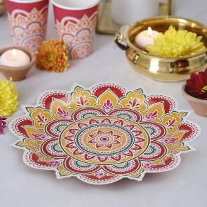 Kal-Happy Diwali Dw-111 Lot De 8 Assiettes En Carton Multicolore 27 Cm - Neuf