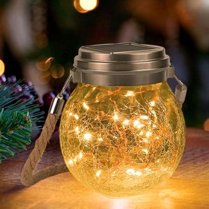 Sansh-Lanterne Solaire Exterieur Jardin - Lumiere Solaire Exterieur Étanche Lampe - 30 Led Solaire Exterieur Jardin Décoratives Eclairage, Solaire Boule Verre Pour Intérieur Extérieur(Blanc Chaud) - Neuf