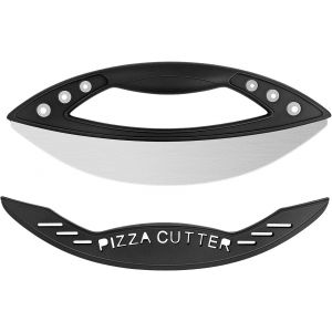 Mevronisshop-Couteau &Agrave; Pizza Rocker, Couteau &Agrave; Pizza Avec Couvercle, G&acirc;teau, Lame En Acier Inoxydable De Haute Qualit&eacute;, 29 Cm, Noir - Neuf