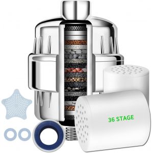 KGABERY-Filtre De Douche À 36 Étapes Avec Vitamine C Pour Eau Dure-Filtre De Pomme De Douche Avec Cartouche Interchangeable Pour Enlever Le Chlore Et Les Métaux Lourds - Neuf