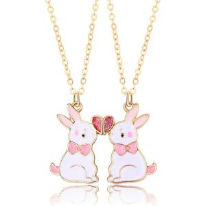 Collier D'amitié 2 Pièces Collier C?ur Lapin Collier Femme Chaîne En Or Collier C?ur Assorti Collier Meilleur Ami - Neuf