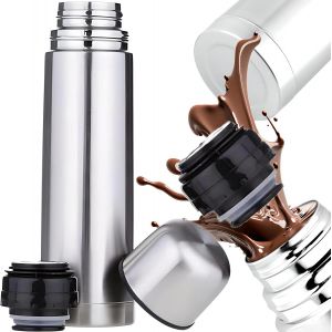 Letnerny-Gourde Isotherme 500ml Bouteille Isotherme 500ml Gourde Metal Inox Étanche Réutilisable Sans Bpa Pour Boissons C S Et Froides Argent - Neuf