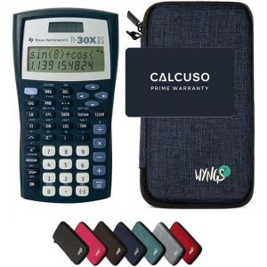 TI-30XIIS avec Housse de Protection WYNGS Incluse Bleu - Calculatrice Scientifique - Pack de Base - Neuf