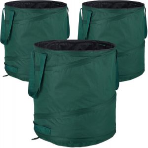 Sacs À Déchets De Jardin Autoportants, Lot De 3, 60 L, Poignées, Poubelle, Résistant Aux Uv, Étanche, Vert - Neuf