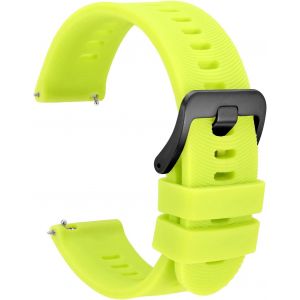 22mm Bracelet De Montre Pour Homme À Rayures Arquées, Silicone Bande À Dégagement Rapide, Boucle Noire (Vert Citron) - Neuf