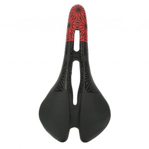 Coussin De Selle De Velo Absorbant Les Chocs, En Cuir Microfibre, Creux, Respirant, Enveloppe D'acier, Fond En Nylon, Noir Et Rouge - Neuf
