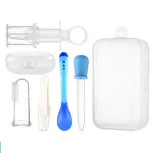 Compte-Gouttes Pour Bebe Avec Cuillere Et Pince-Nez Multifonction (Bleu) - Neuf