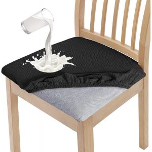 Eryi-Lot De 4 Housses De Chaise De Salle À Manger Élégantes Et Imperméables - Haute Élasticité - Protection D'assise Lavable - Pour Banquet, Cuisine, Fête, Hôtel - Noir - Neuf